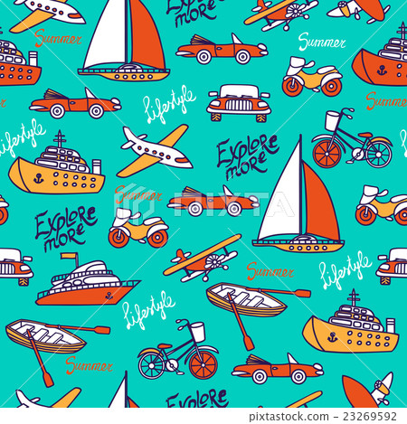 Seamless pattern with different transport. 23269592