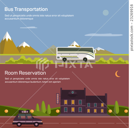 Bus and car with luggage or baggage on road near Bus and car with luggage or baggage on road near 23269916