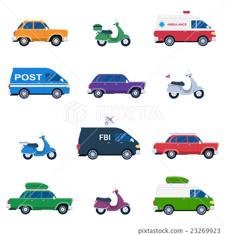 Collection of different cars like ambulance and Collection of different cars like ambulance and 23269923