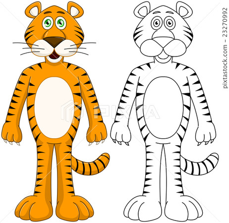 插图素材: cute humanoid tiger with lineart