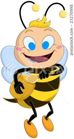 Drooling Bee Holds Honey Jar 23270998
