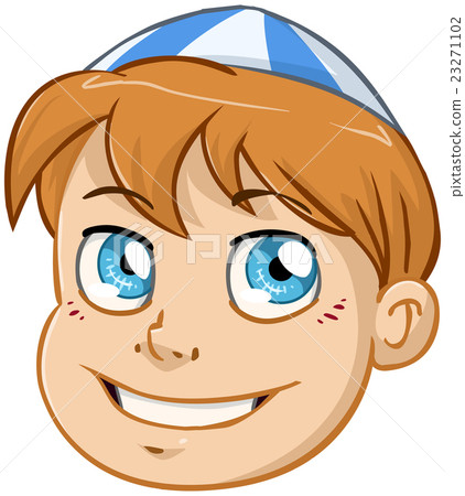 Jewish Boy Head With Blue And White Kippah 23271102