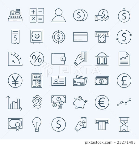 Line Finance Money and Banking Icons Set - Stock Illustration [23271493 ...