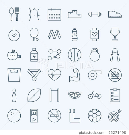 Line Sport and Healthy Lifestyle Icons Set - Stock Illustration ...