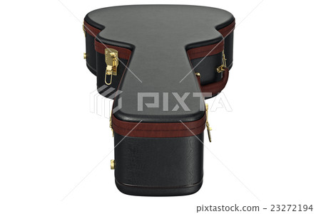 Black guitar case container, top view 23272194