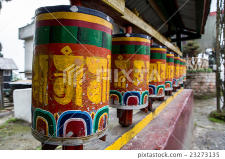 Prayer Wheels near a monastery in Sikkim. 23273135