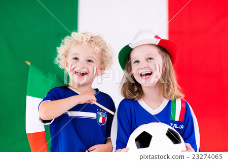 Happy kids, Italy football supporters 23274065