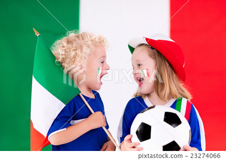 Happy kids, Italy football supporters 23274066