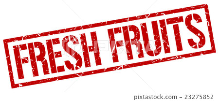 fresh fruits red grunge square rubber stamp - Stock Illustration ...