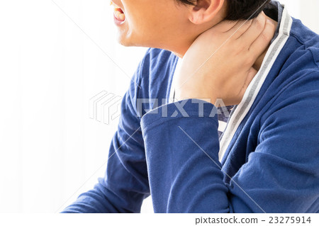 Whiplash sleeping part cuts neck stiffness man portrait man man living copy space Whiplash sleeping part cuts neck stiffness man portrait man man living copy space 23275914