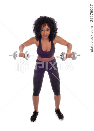African American woman with dumbbell's. African American woman with dumbbell's. 23276007