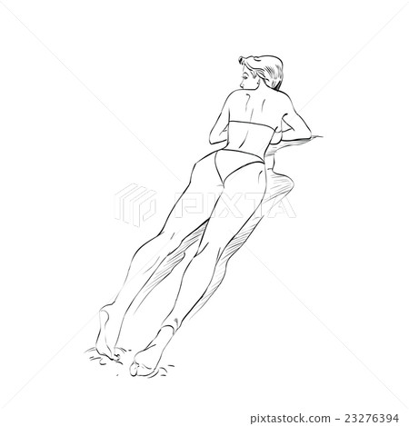 Beautiful girl sunbathes on a beach Beautiful girl sunbathes on a beach 23276394