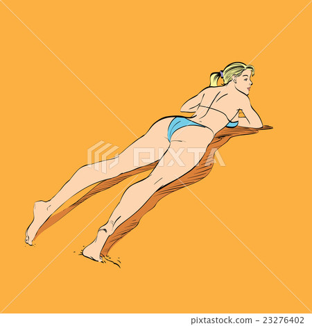 Beautiful girl sunbathes on a beach Beautiful girl sunbathes on a beach 23276402