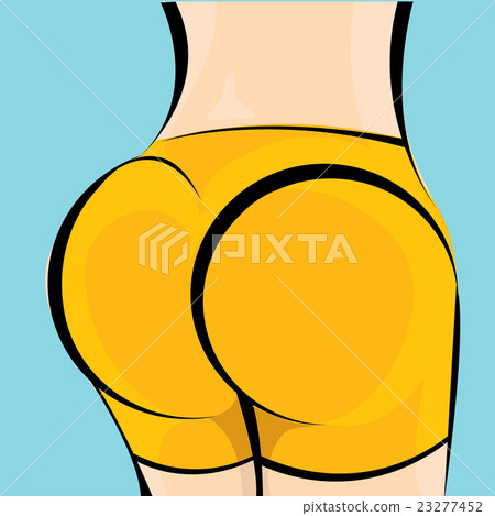 Sexy woman big booty. Vector girl in bikini Illustration #64795552