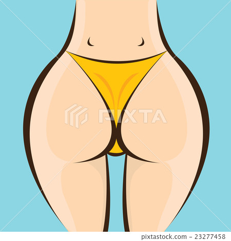 Sexy woman big booty. Vector girl in bikini Stock Illustration