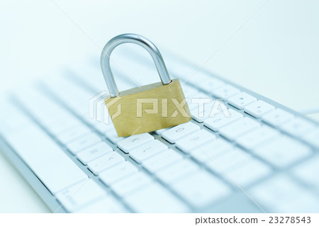 Security lock on white computer keyboard 23278543