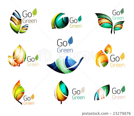 Green nature leaf vector concept icon set 23279876