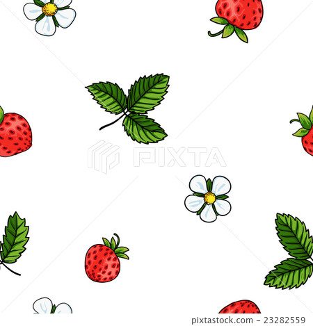 Seamless strawberry pattern on white background - Stock Illustration ...