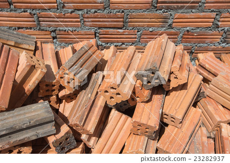 Pile of bricks for construction Pile of bricks for construction 23282937