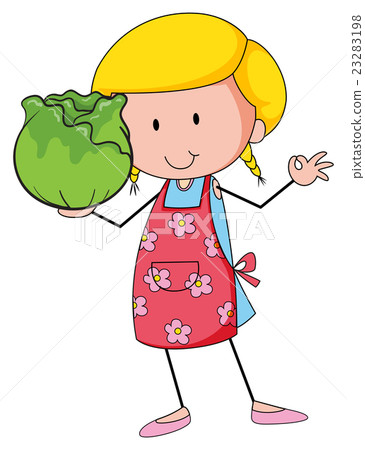 Woman holding head of cabbage - Stock Illustration [23283198] - PIXTA