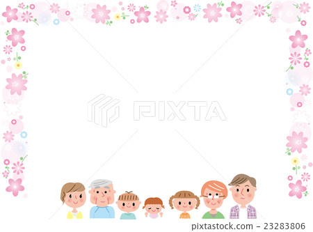 Family children Adults Old people Flower border Smile Copy space 23283806