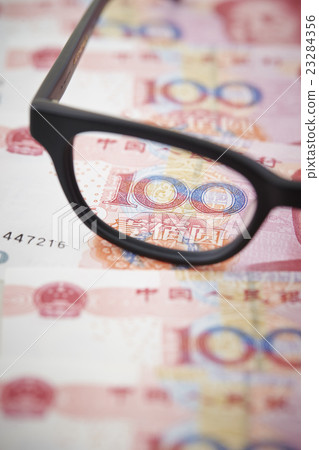 Chinese Yuan Renminbi Banknote and Glasses 23284356