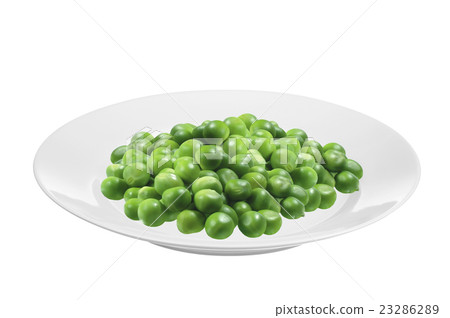 Fresh green peas in plate isolated on white Fresh green peas in plate isolated on white 23286289