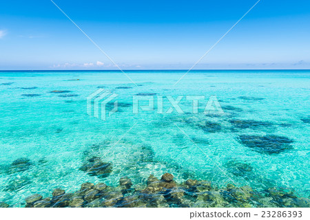海，藍天，風景。沖繩，日本，亞洲。 23286393