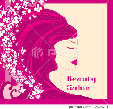 floral background with pretty woman floral background with pretty woman 23287910