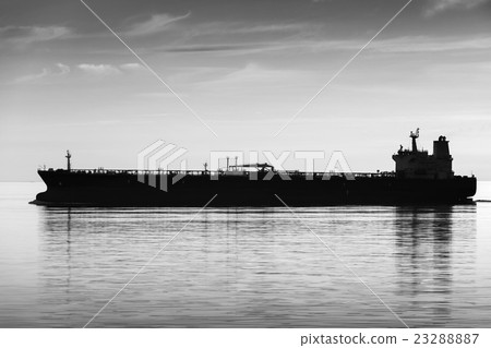 Big tanker ship goes on still sea Big tanker ship goes on still sea 23288887