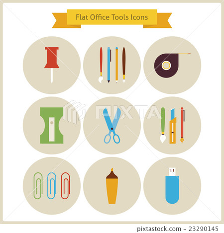 Flat Education School Business Office Tools Icons 23290145