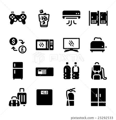 Hotel Facilities Amenities Vector Icon Set 23292533