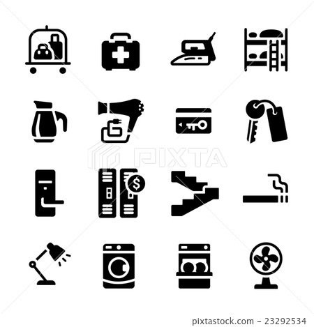 Hotel Facilities Amenities Vector Icon Set 23292534