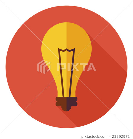 Flat Idea Lamp Light Bulb Circle Icon - Stock Illustration [23292971 ...