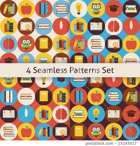 Vector Flat Seamless Books Knowledge Patterns - Stock Illustration ...