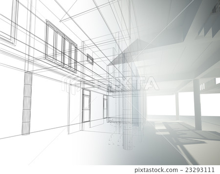 sketch design of interior space ,3d wire frame ren sketch design of interior space ,3d wire frame ren 23293111