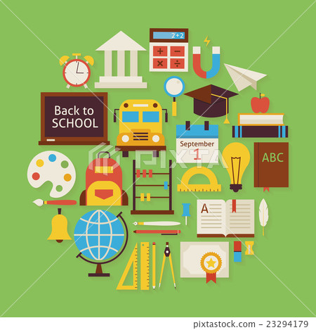 Back to School and Education Vector Circle Shape - Stock Illustration ...