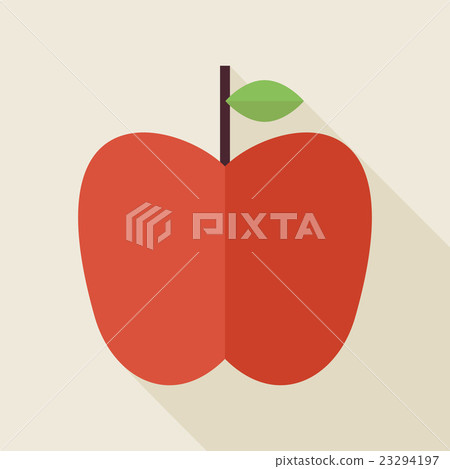 Flat Apple Fruit Illustration with long Shadow - Stock Illustration ...