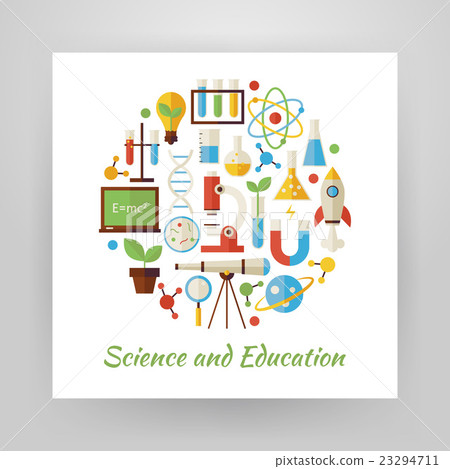 Circle Vector Set of Science Education Objects - Stock Illustration ...