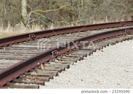 Turn of beautiful old rusty railway Turn of beautiful old rusty railway 23295090
