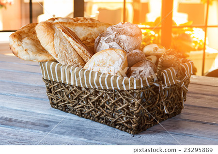 Basket with bread. Basket with bread. 23295889