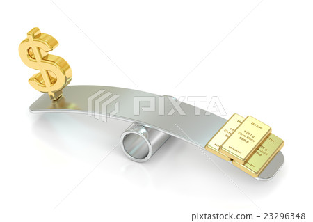 balance concept, gold and dollar. 3D rendering 23296348