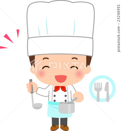 A man wearing a cook cook with a pot 23298491