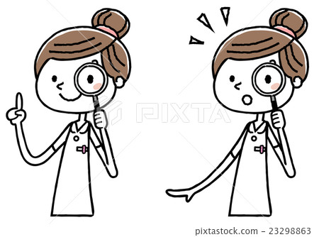 Nurse's woman: Looking with a magnifying glass 23298863