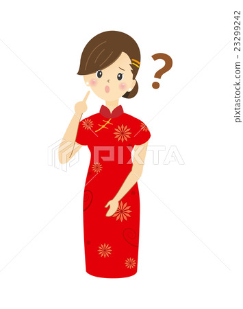 A young woman wearing a dressing face China dress A young woman wearing a dressing face China dress 23299242
