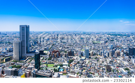 Tokyo blue sky and urban landscape Tokyo blue sky and urban landscape 23302114