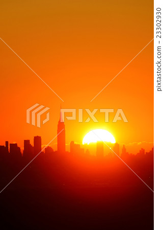 New York City sunrise silhouette New York City sunrise silhouette 23302930