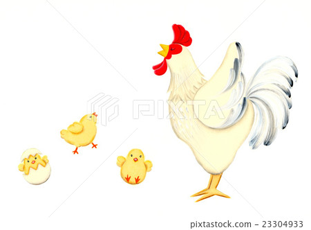 Cock and chicks 23304933