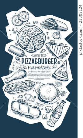 Fast food doodles vertical banner menu Fast food doodles vertical banner menu 23305124