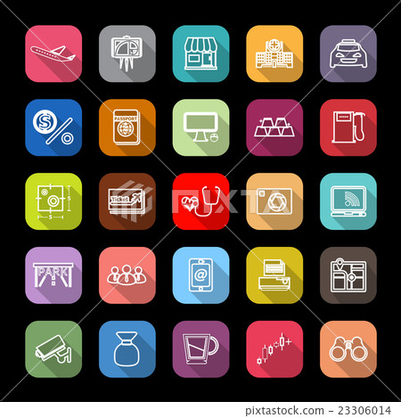 Application line icons with long shadow Application line icons with long shadow 23306014